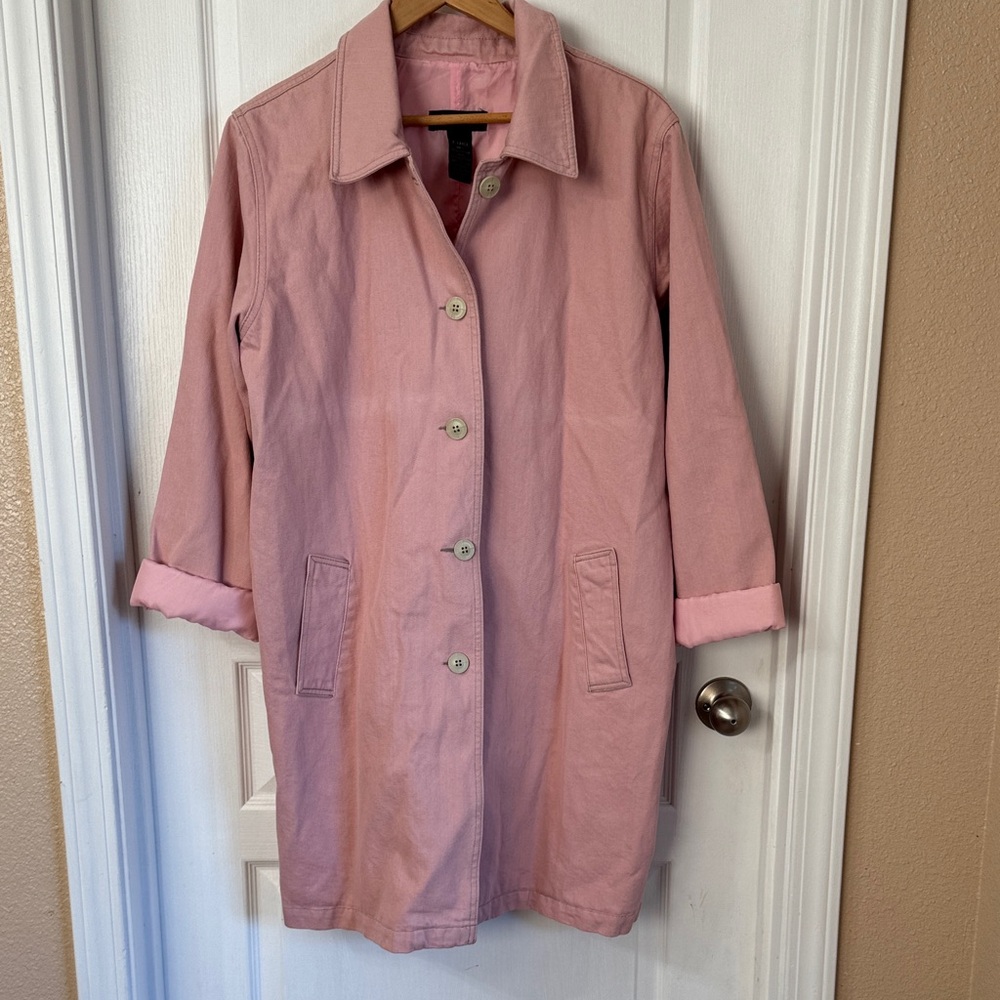 Denim&Co Pink Denim Trench Coat